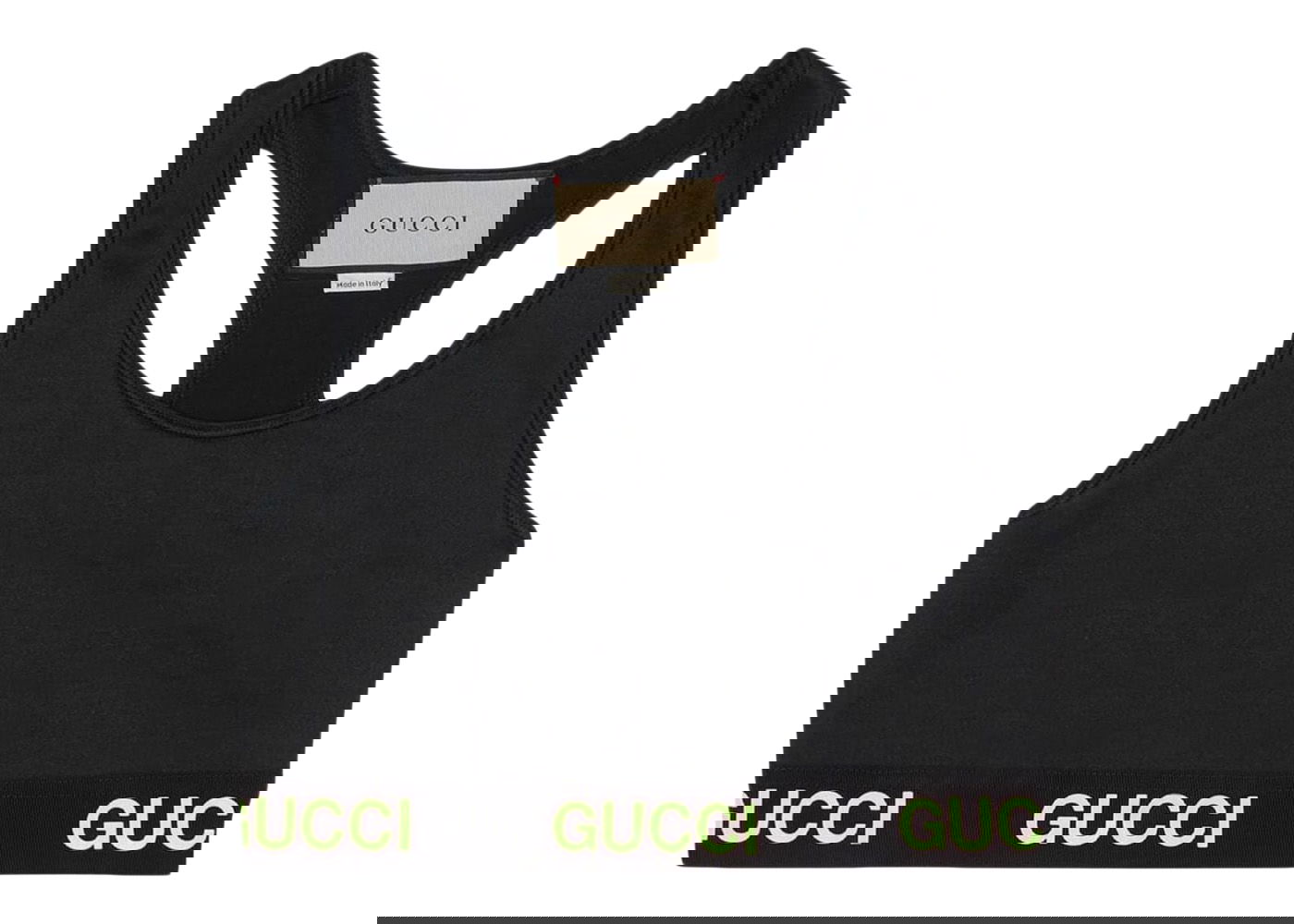 Crop Top Gucci Logo Jacquard Crop Top Black Yellow Čierna | 693086 XJDS5 1131, 0