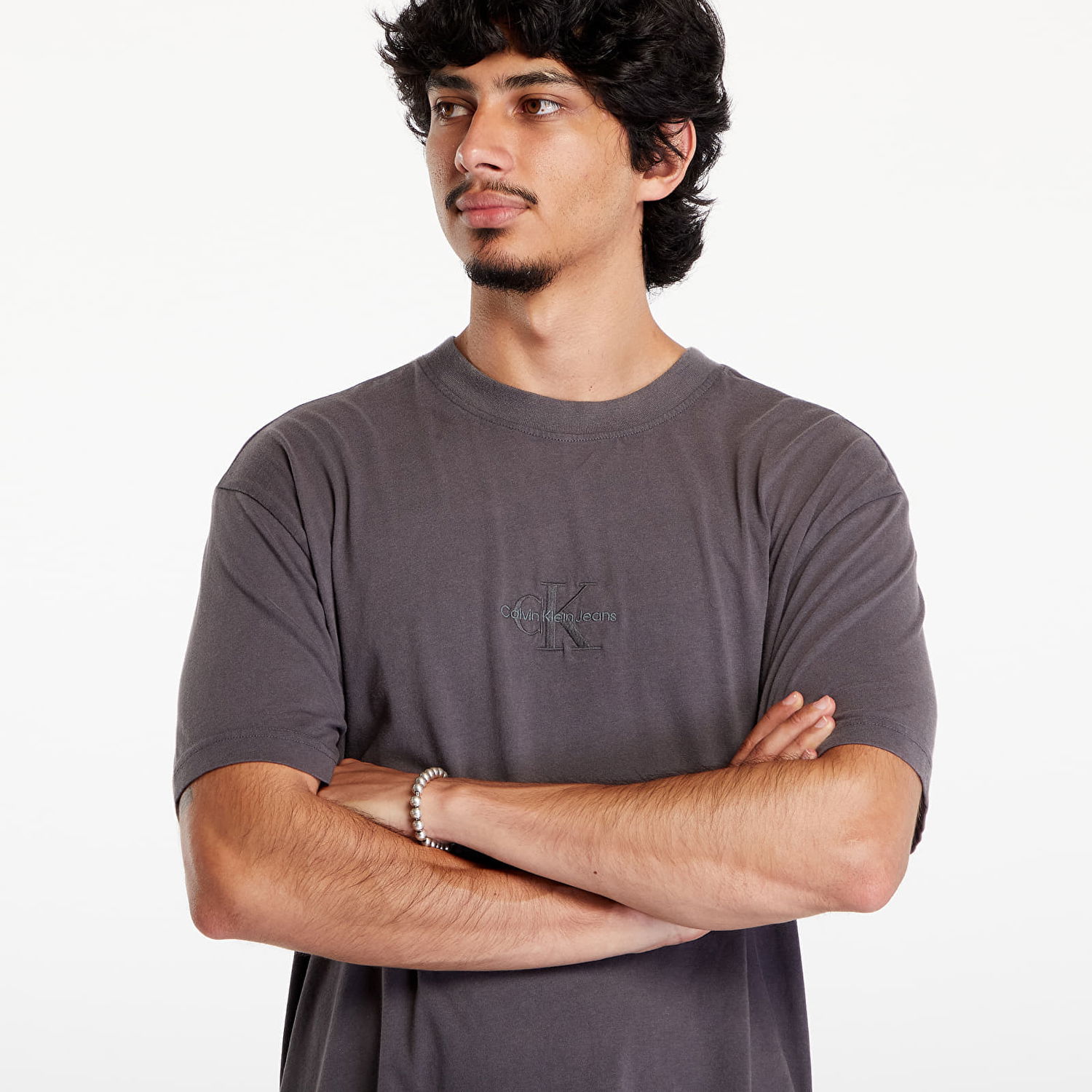 Tričko CALVIN KLEIN Washed Monologo Short Sleeve Tee Gray Šedá | J30J325650 PT2, 1