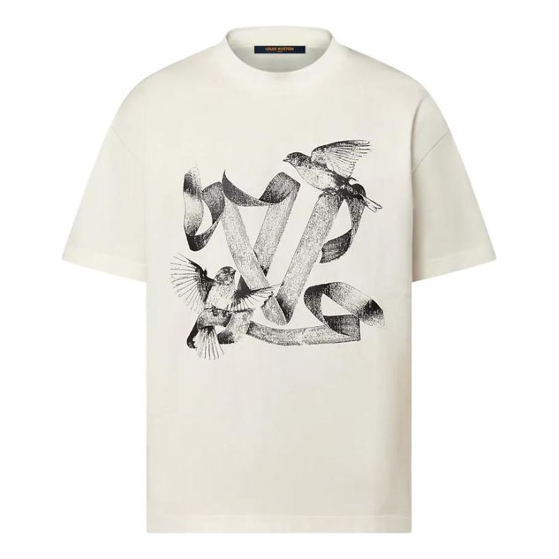 Tričko Louis Vuitton Graphic Cotton T-Shirt Biela | 1ABXR6