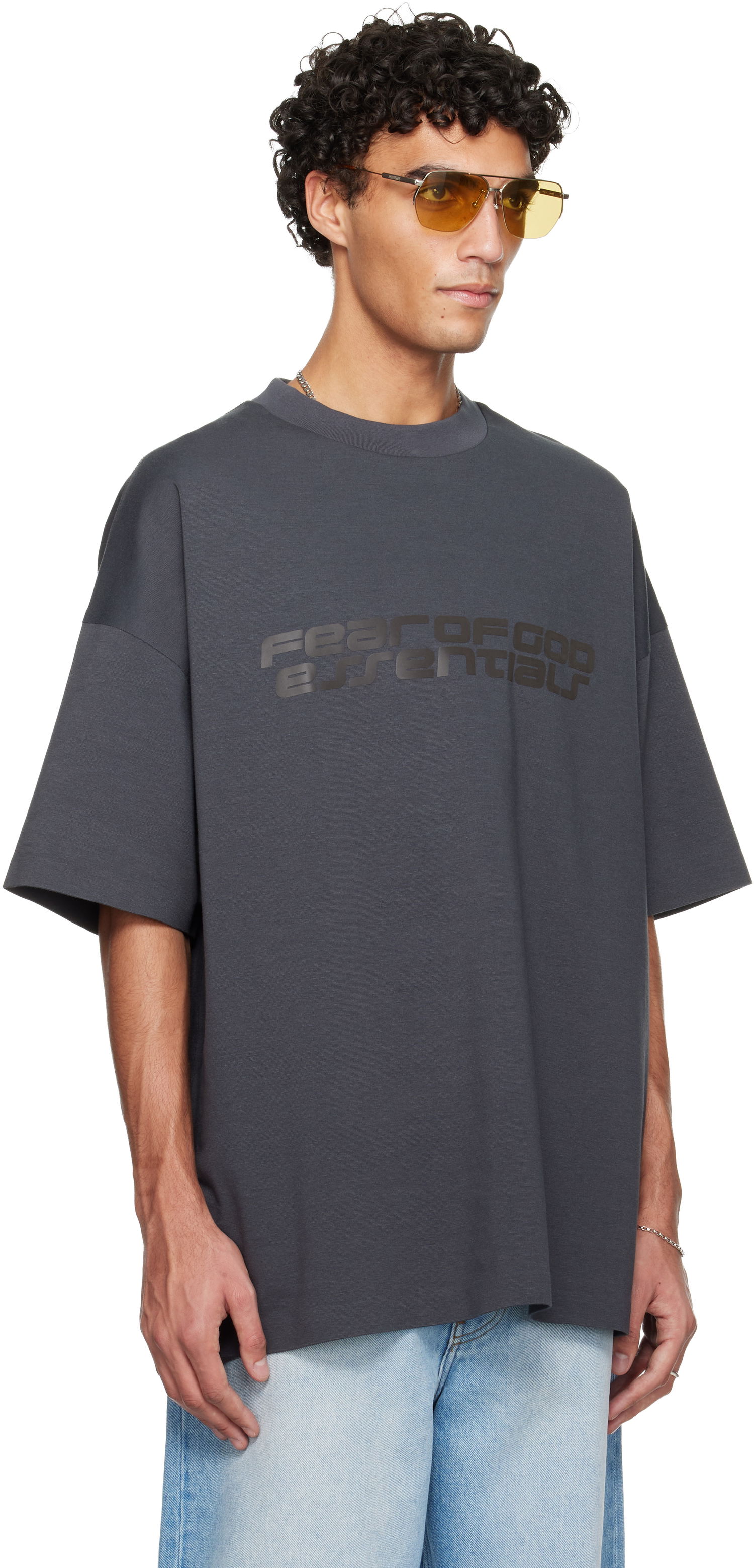 Tričko Fear of God Holiday 90s Oversized Graphic Crewneck Short Sleeve T-shirt Šedá | 125HO254502F, 1