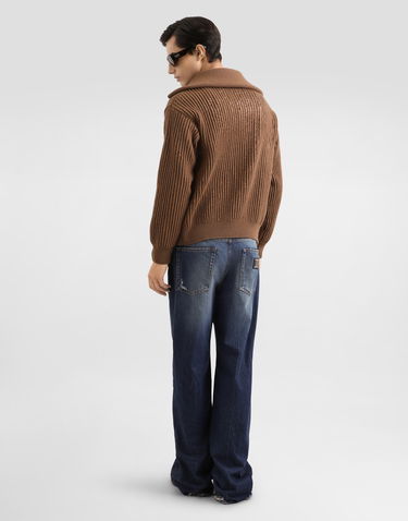 Sveter Dolce & Gabbana Ribbed Sequined Wool Zip-Up Collared Cardigan Hnedá | GXVFYZJDVFPM1384, 2