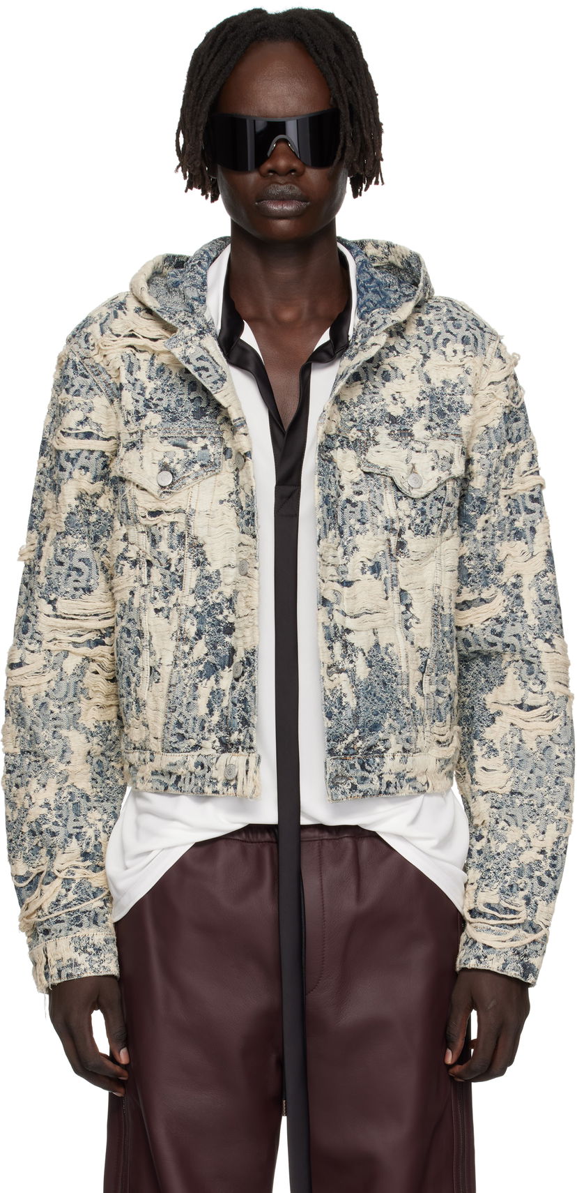Bunda Acne Studios Acne Studios Hooded Distressed Denim Jacket Modrá | C90202-