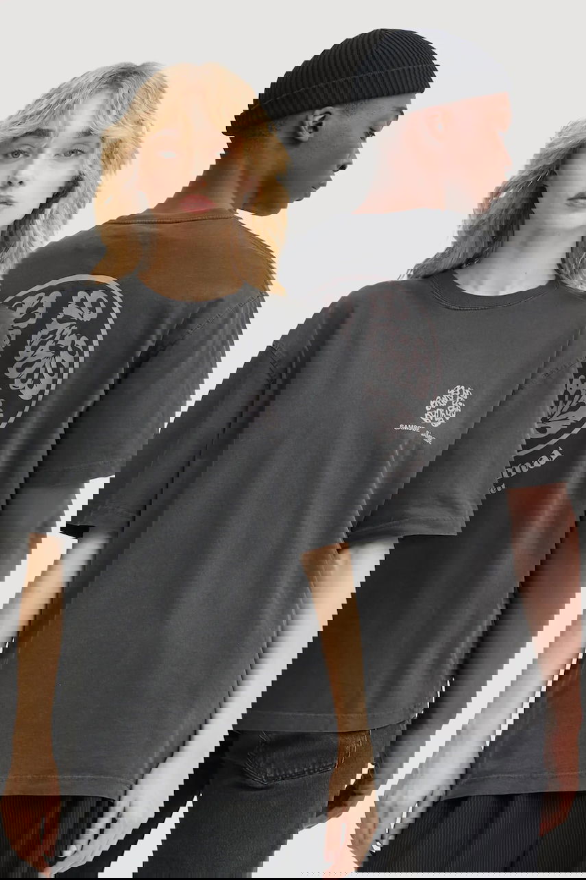 Tričko Samsoe Samsoe Printed Oversized Cotton SAJOURNAL T-Shirt Šedá | U24400006, 0