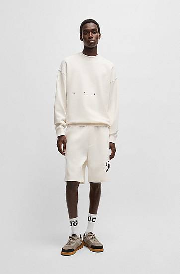 Šortky BOSS Cotton-Terry Shorts with Logo Biela | 50539002, 1