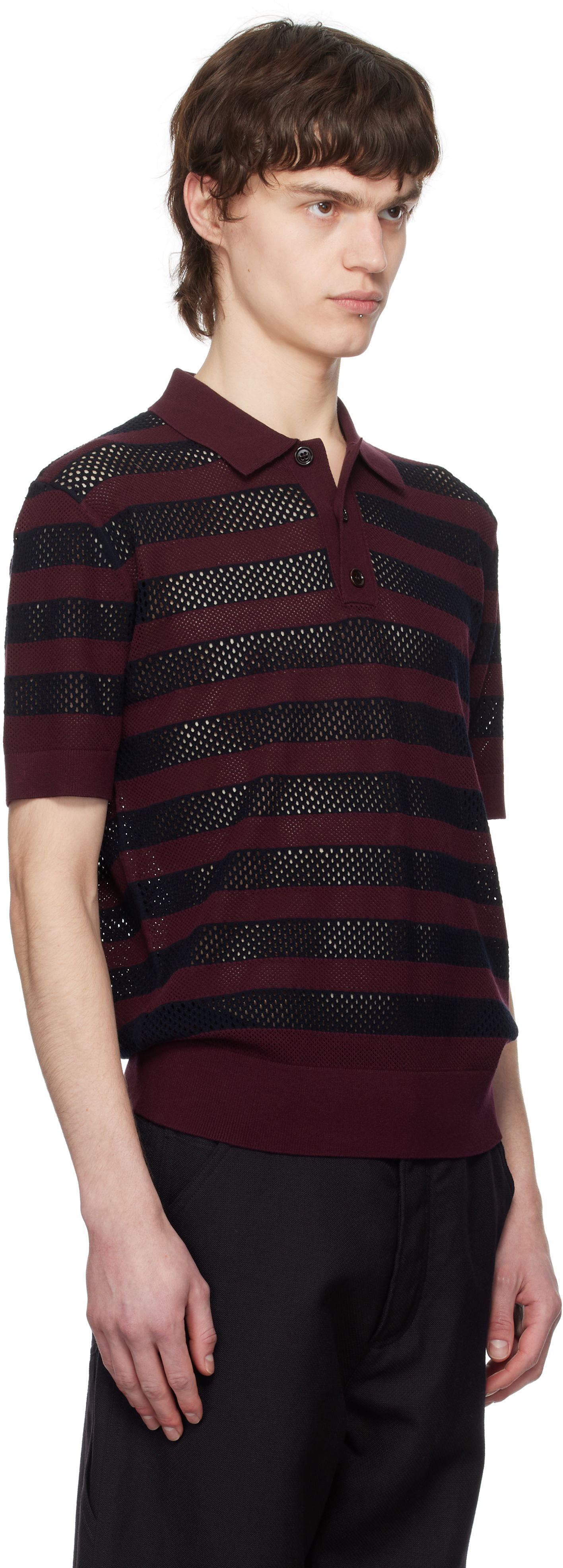 Polo tričko Dries Van Noten Dries Van Noten Striped Knit Polo Vínová | 251-021214-1701, 1