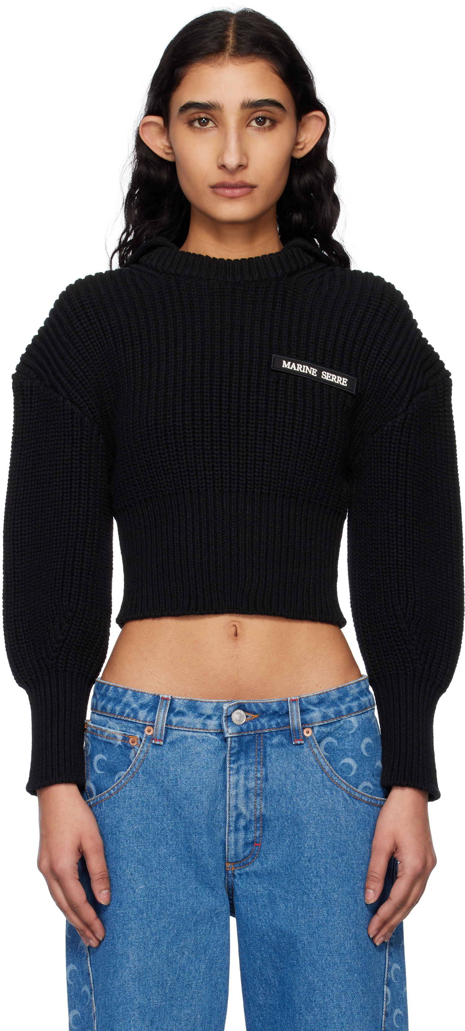 Sveter Marine Serre Marine Serre Half Cardigan Knit Sweater Čierna | WTK027A CKNI0529, 0