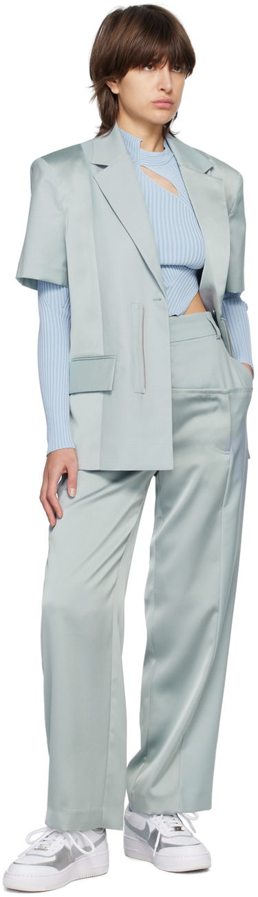 Bunda Feng Chen Wang Feng Chen Wang Short Sleeve Blazer Modrá | FMS15JK07, 3