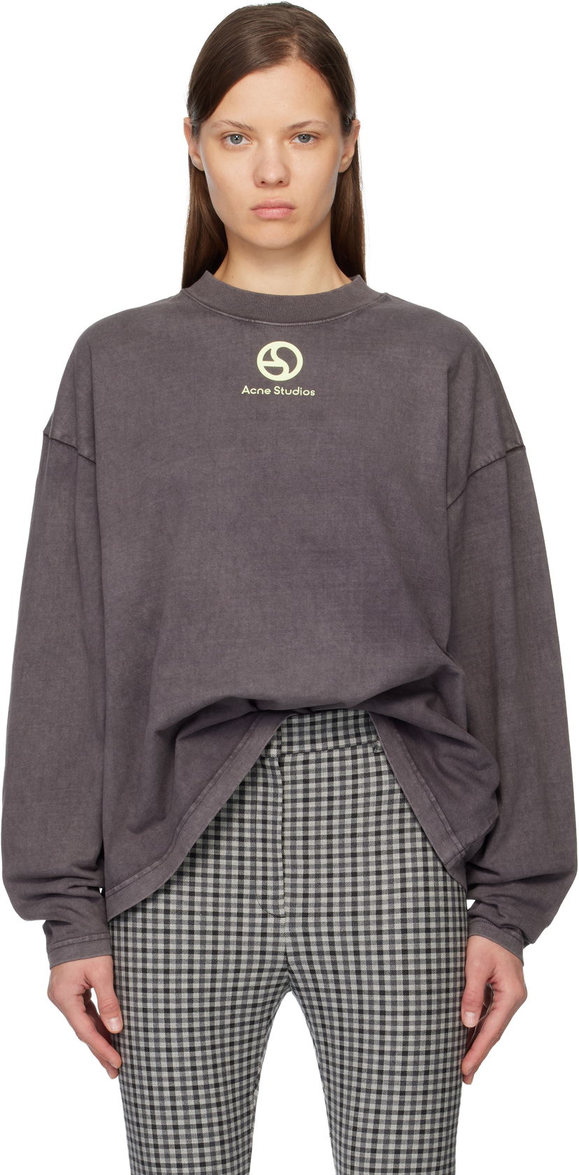 Tričko Acne Studios Acne Studios Logo Long-Sleeve T-Shirt Šedá | CL0349-