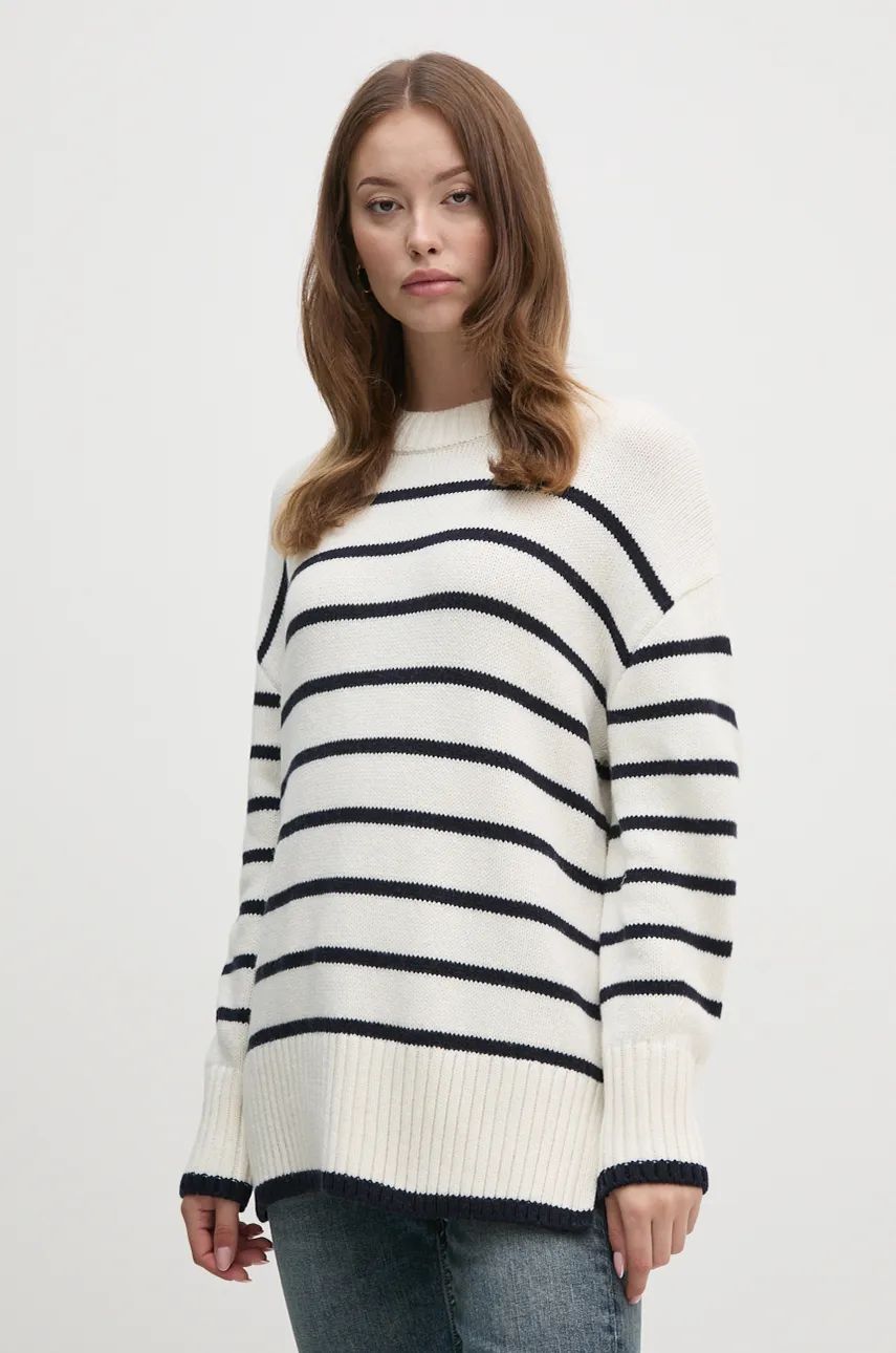 Sveter Barbour Striped Wool Blend Sweater Biela | LKN1580, 0