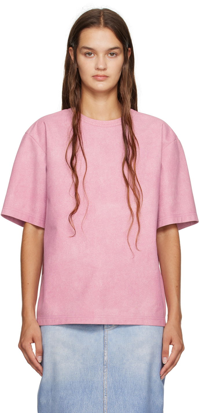 Tričko Bottega Veneta Printed Leather T-Shirt Ružová | 757349 V2UT0, 0