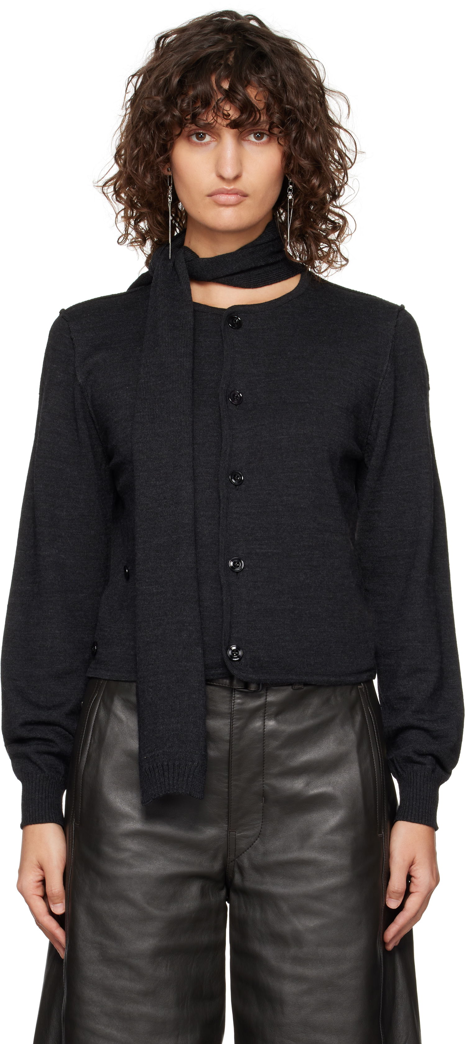 Sveter LEMAIRE LEMAIRE Cardigan With Scarf Čierna | TO1251 LK087, 0