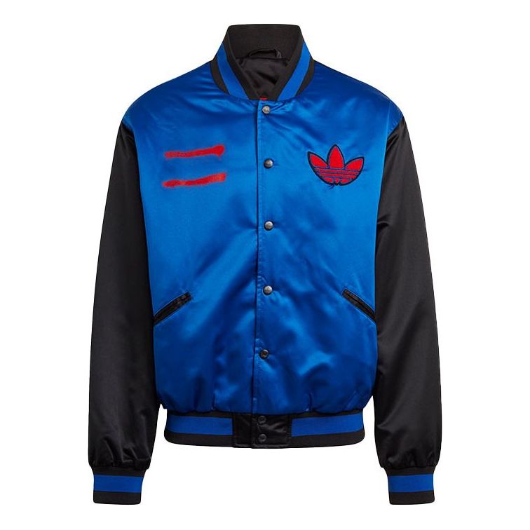 Bomber bunda adidas Originals Run-DMC Collegiate Colorblock Satin Bomber Jacket Modrá | GN5931