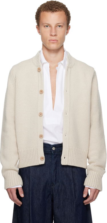 Sveter Dries Van Noten Merino Wool Knitted Cardigan Béžová | 252-021247-2710, 0