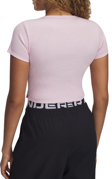 Crop Top Under Armour Under Armour UA Rival Rib Cropped T-Shirt Ružová | 6000264-647, 2