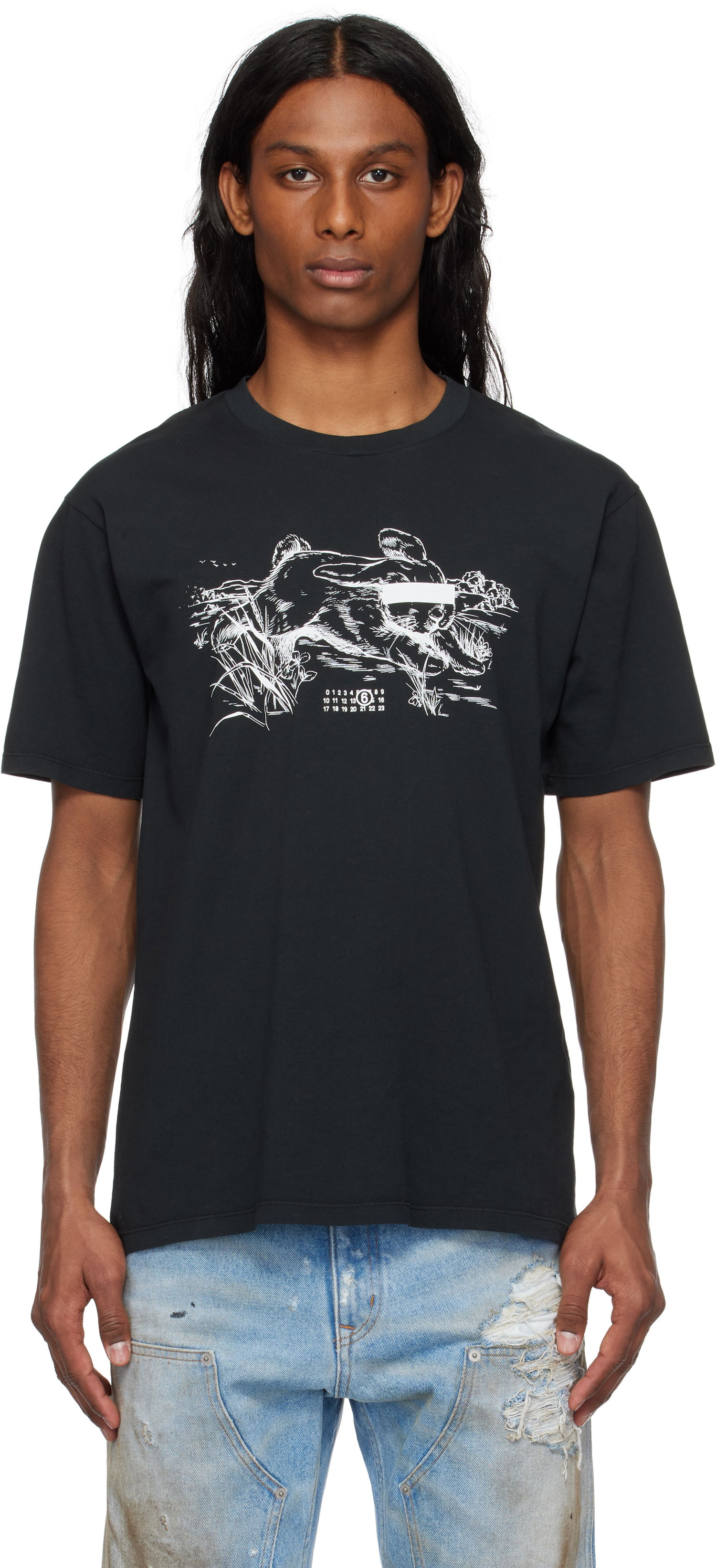 Tričko Maison Margiela MM6 Maison Margiela 'Suis le lapin blanc' T-Shirt Čierna | SH2GC0024 M20108, 0