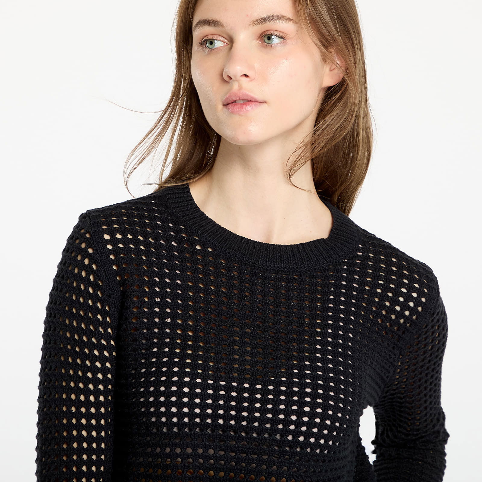 Superbloom Crochet Long Sleeve Top Black