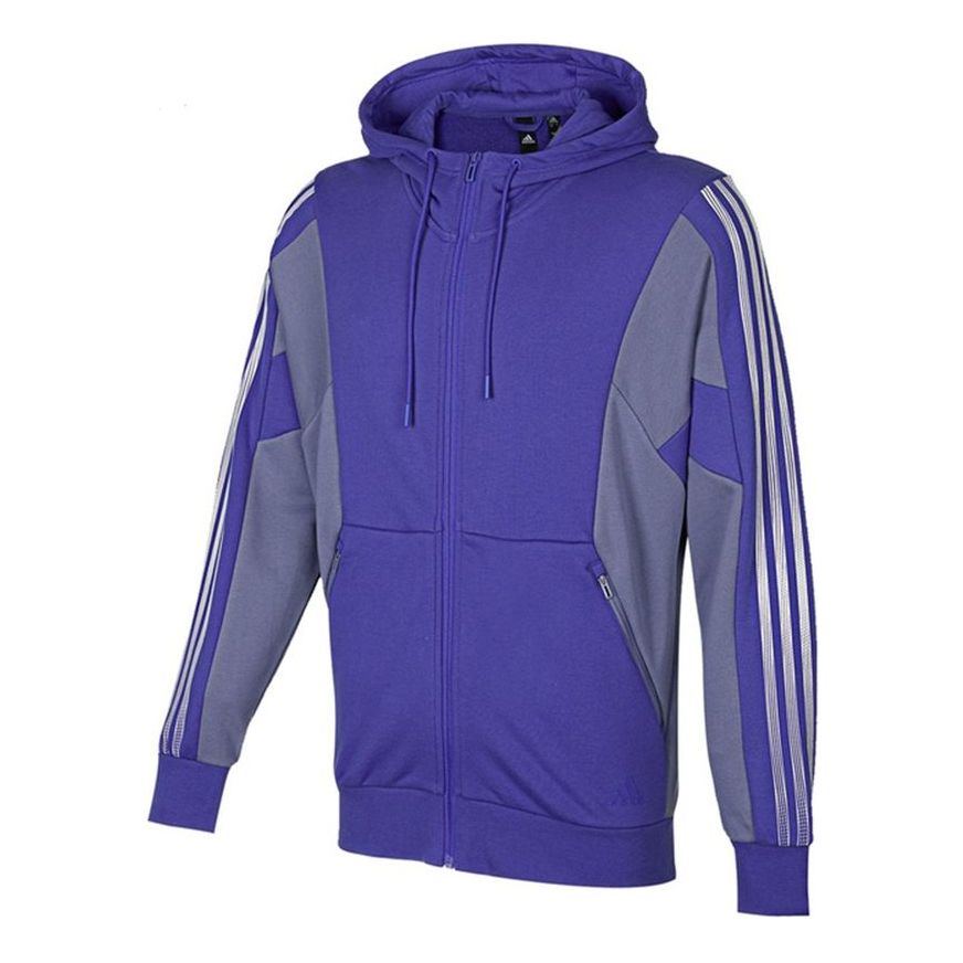 Mikina adidas Originals Stripe Knit Hooded Jacket Fialová | H40198, 0