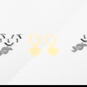 Huggie Me Heart Charm Hoop Earrings with Crystal Detail