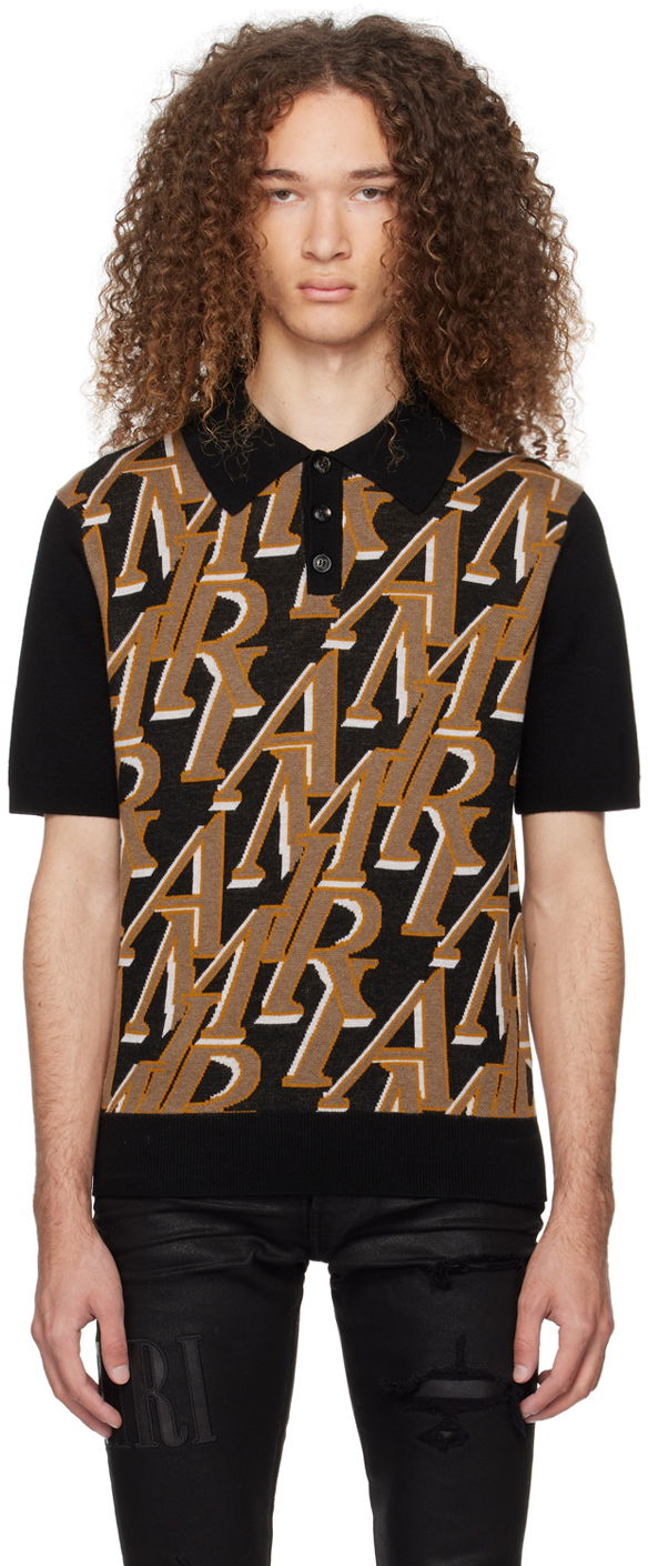 Polo tričko AMIRI Repeat Polo Tee Čierna | PS24MKS001, 0
