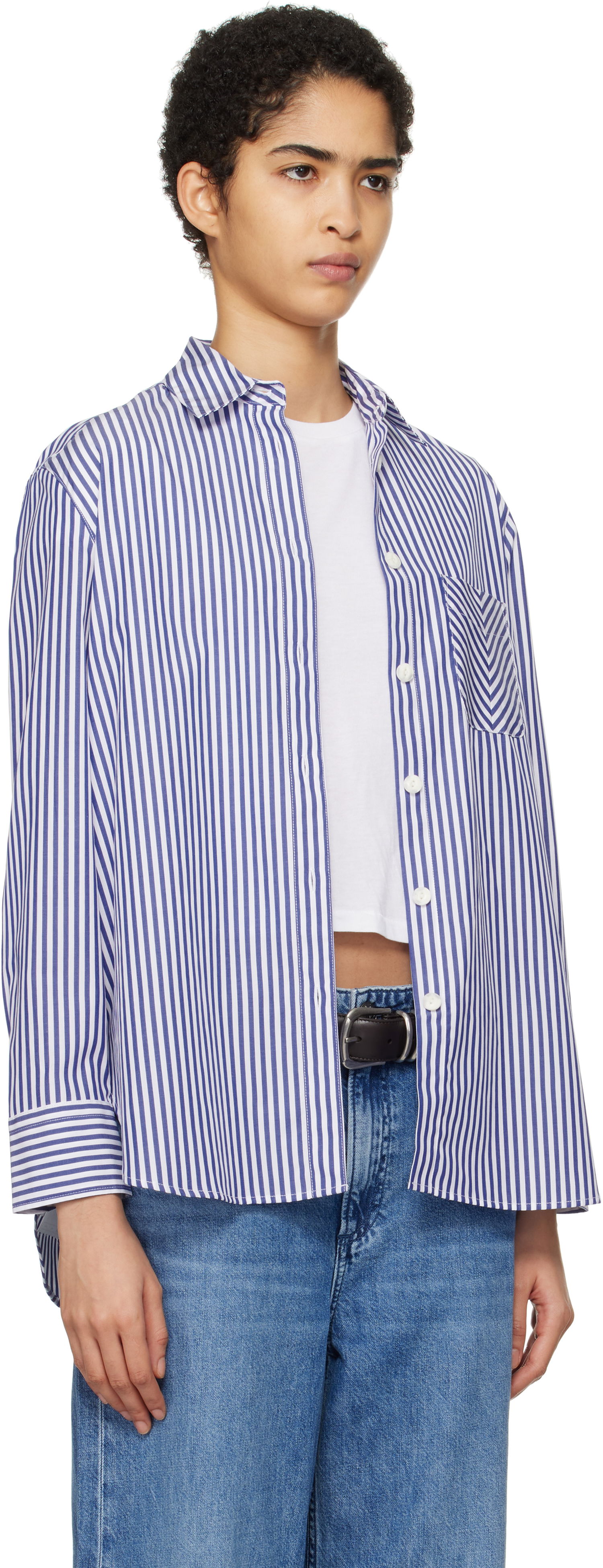 Košeľa rag & bone Striped Poplin Shirt Modrá | WAW22FA050ZE50, 1