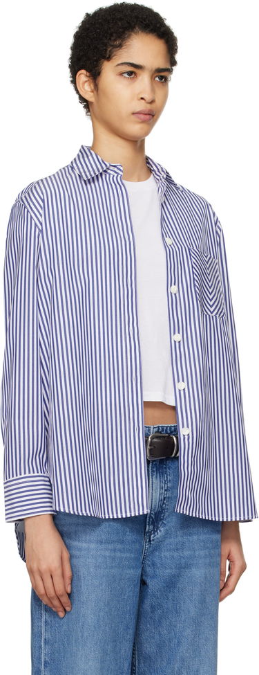 Košeľa rag & bone Striped Poplin Shirt Modrá | WAW22FA050ZE50, 1
