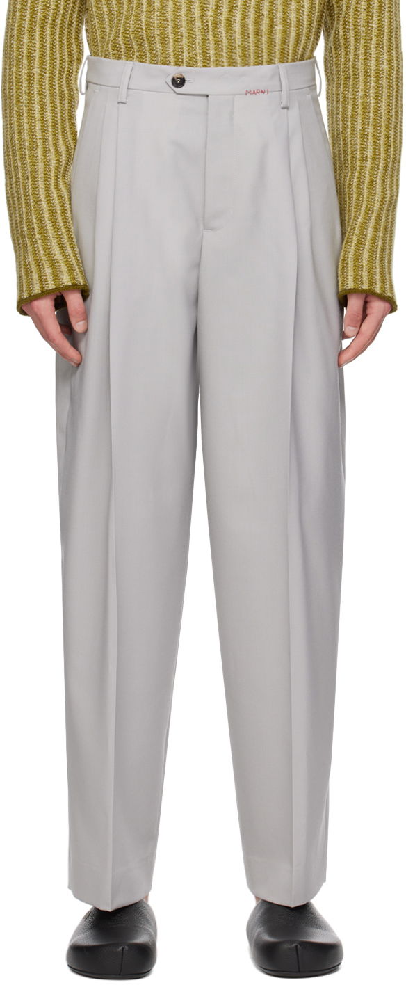 Nohavice Marni Gray Pleated Trousers Šedá | PUMU0264SU TW839, 0