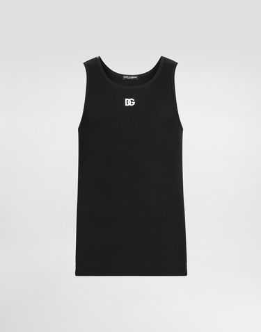 Tielko Dolce & Gabbana Dolce & Gabbana Embroidered Cotton Tank Top Čierna | G8QG9ZG7PGPN0000, 0