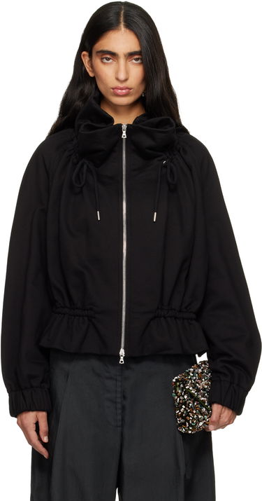 Bunda Dries Van Noten Dries Van Noten Cocoon Jersey High-Neck Drawstring Track Jacket Čierna | 252-011136-2611, 0