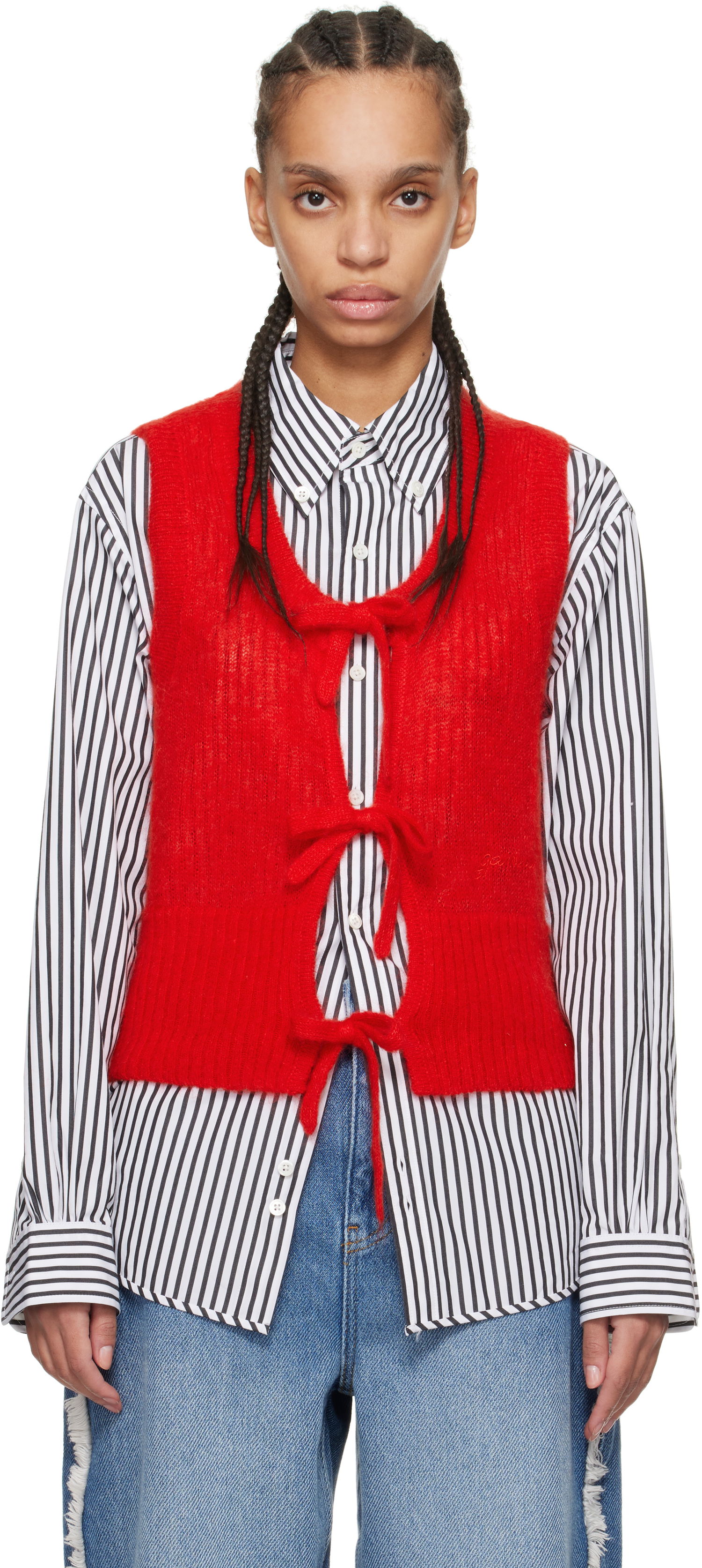Sveter GANNI Ganni Tie String Vest Červená | K2344, 0