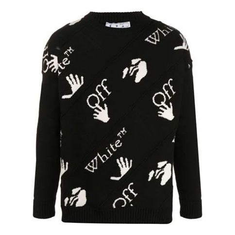 Sveter Off-White Off-White Logo Intarsia Knit Sweater Čierna | OMHE064F20KNI0011001
