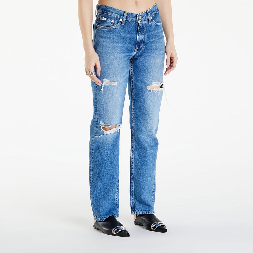 Nohavice a džínsy CALVIN KLEIN Jeans Low Rise Straight Jeans Modrá | J20J222746 1A4