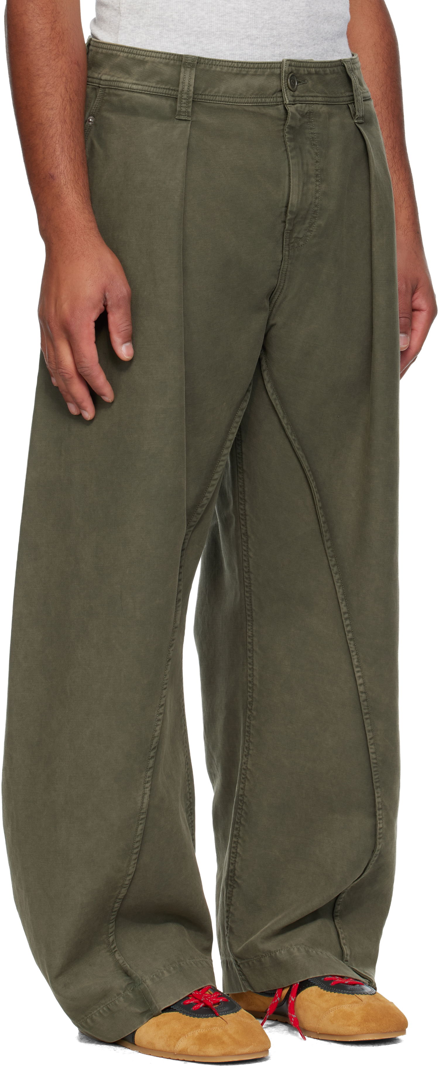 Nohavice JW Anderson Twisted Seam Trousers Zelené | TR0423-PG1600, 1
