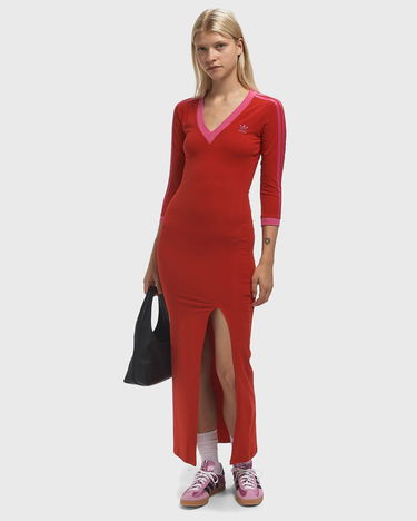 Šaty adidas Originals Ribbed Knit Maxi Dress Červená | JW3668, 1