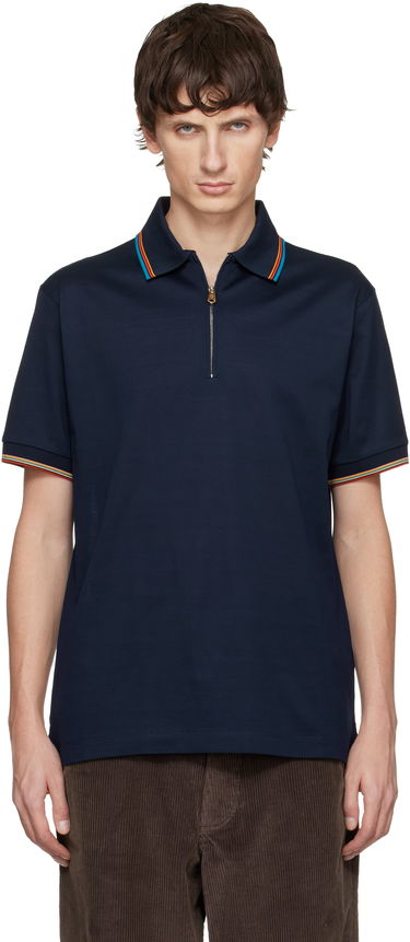 Polo tričko Paul Smith Paul Smith Multi-Stripe Quarter-Zip Polo Shirt Navy | M1R-487Y-L00089-49, 0