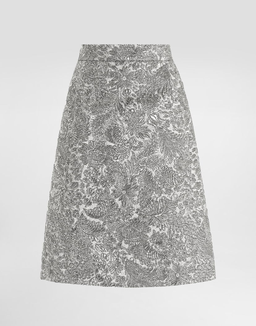 Sukňa Dolce & Gabbana Dolce & Gabbana Lamé Floral Jacquard Midi Skirt Metalická | F4DAGTFJZALS0998