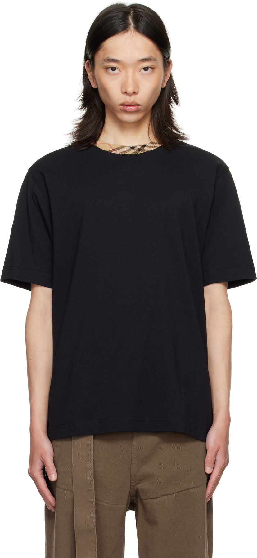 Tričko Burberry Burberry Check Trim Cotton T-Shirt Čierna | 8110101