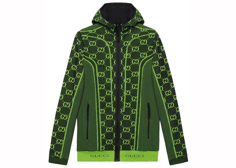 Bunda Gucci GG Tubular Jersey Zip Jacket Black/Green Zelené | 693109 XJEAI 1131