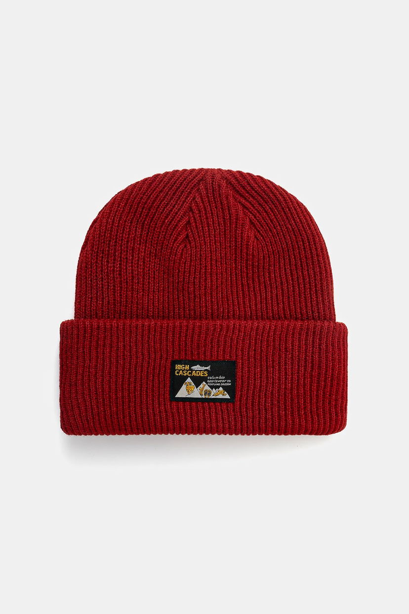 Kulicha Columbia Ribbed Knit Beanie with High Cascades Patch Červená | 2092601
