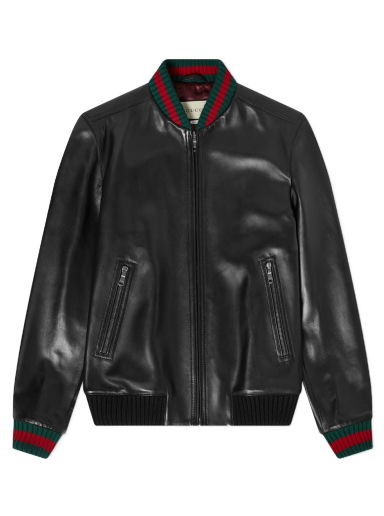 Bomber bunda Gucci GRG Taped Leather Bomber Jacket Čierna | 431343-XG206-1060