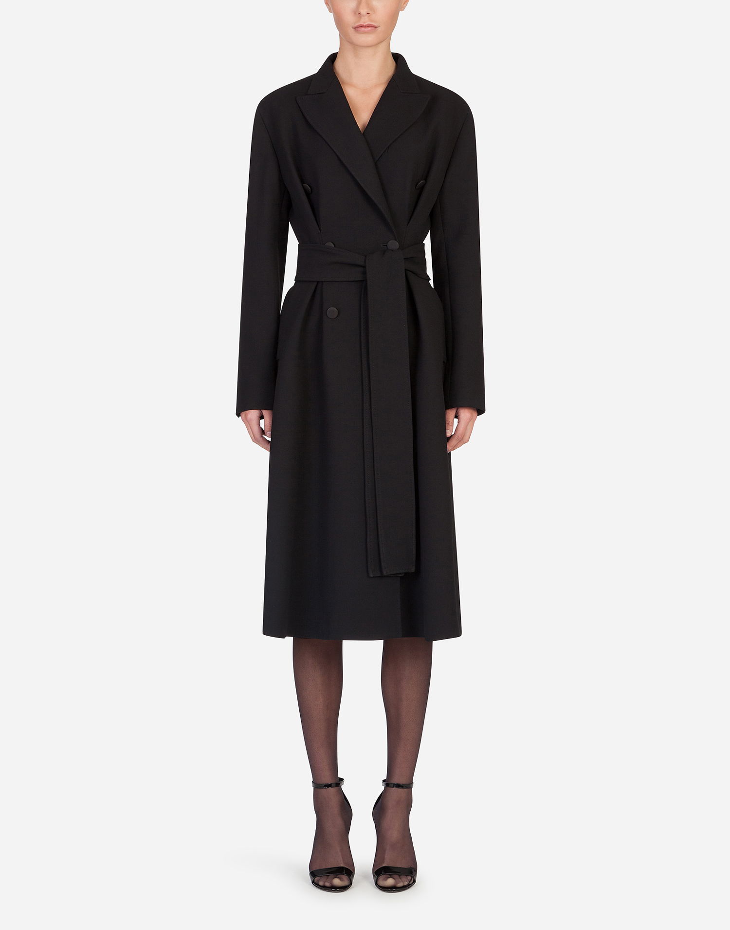 Kabáty Dolce & Gabbana Belted Double-breasted Crepe Coat Čierna | F0AC0TFU3QEN0000, 1