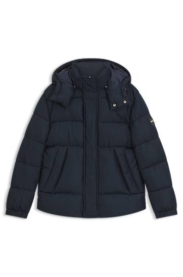 Prešívaná bunda BOSS Water-repellent puffer jacket with logo badge Navy | 50551599
