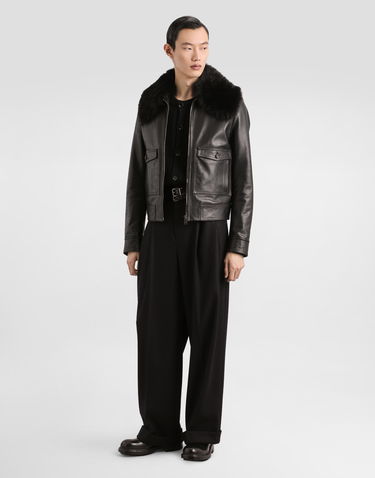 Nohavice Dolce & Gabbana Dolce & Gabbana Pleated Wide-Leg Cuffed Hem Wool Trousers 50 Čierna | GP168THU2A8N0000_1, 1