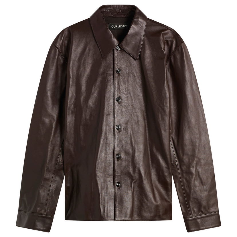 Košeľa OUR LEGACY Calfskin Leather Welding Shirt Size IT 46 Hnedá | M4259WU