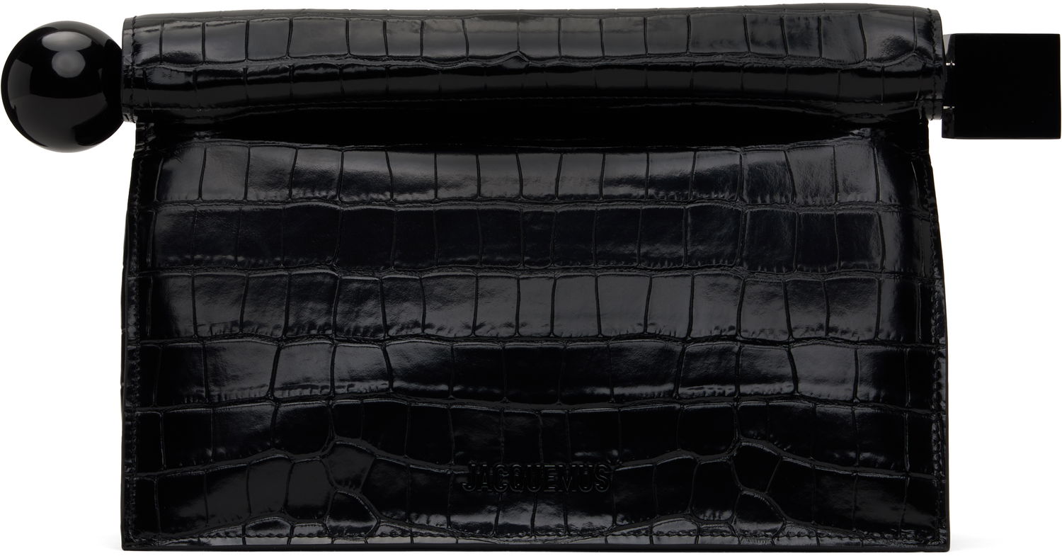 Kabelka Jacquemus Jacquemus 'The Rond Carré' Crocodile-Embossed Clutch Čierna | 25E233BA356-4301, 0