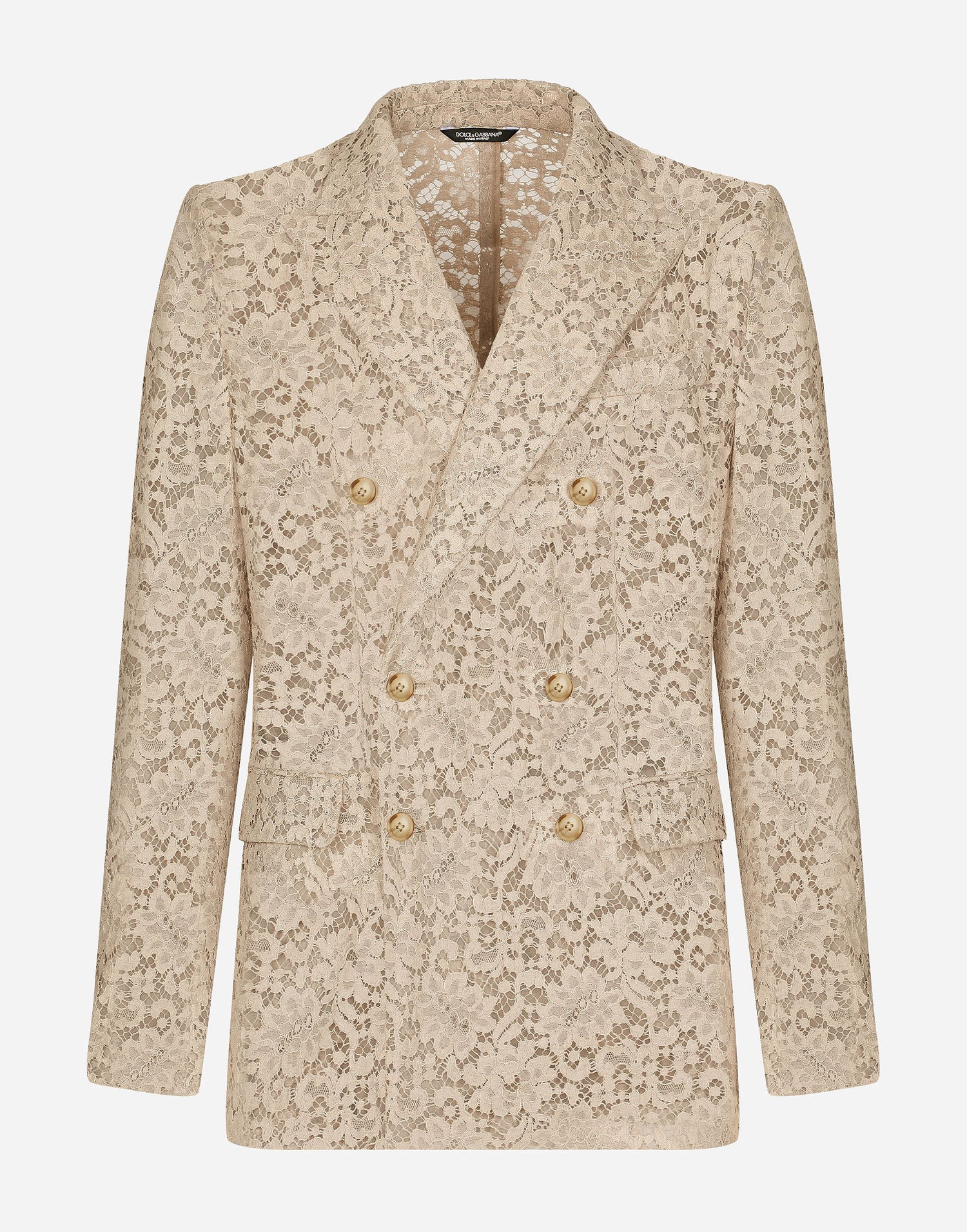 Bunda Dolce & Gabbana Dolce & Gabbana Double-breasted Cordonetto Lace Jacket Béžová | G2SV7THLMGEM9478, 0