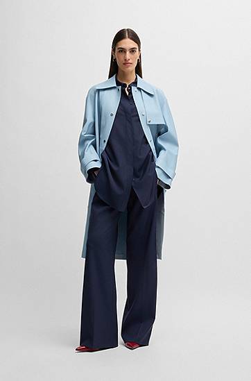 Nohavice BOSS Relaxed-Fit Virgin Wool Trousers Navy | 50534567, 1