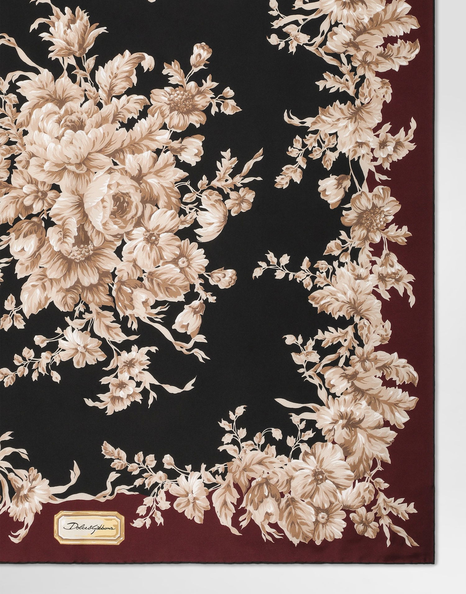 Šál Dolce & Gabbana Dolce & Gabbana 90x90 Floral Print Silk Twill Scarf Vínová | FN090RGDC9DHH4OX, 1