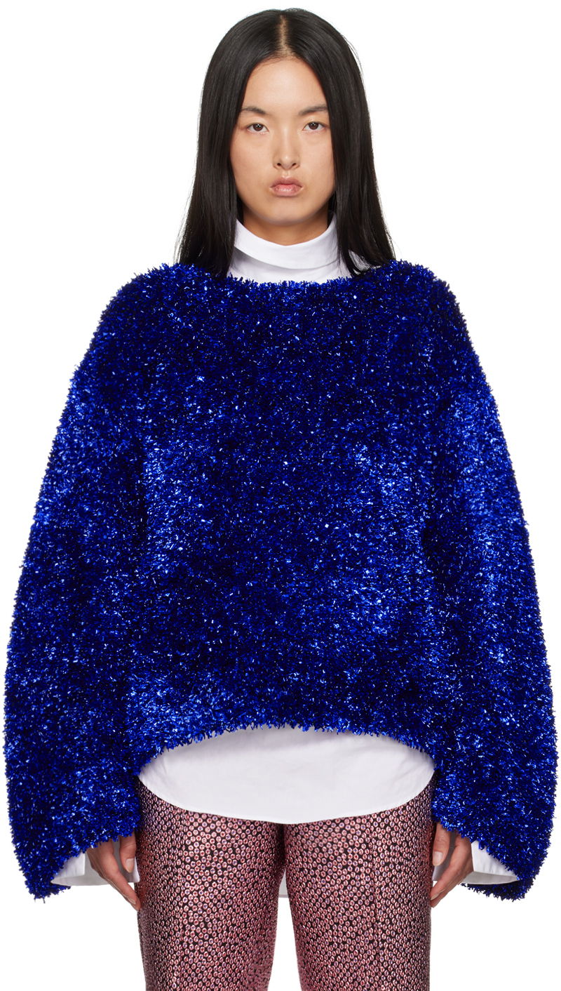 Sveter Dries Van Noten Tinsel Sweater Modrá | 242-011244-9725, 0