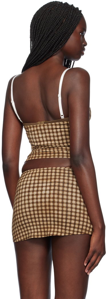 Tielko Miaou Miaou Enzo Gingham Tank Top Hnedá | 7092TJBPLD, 2