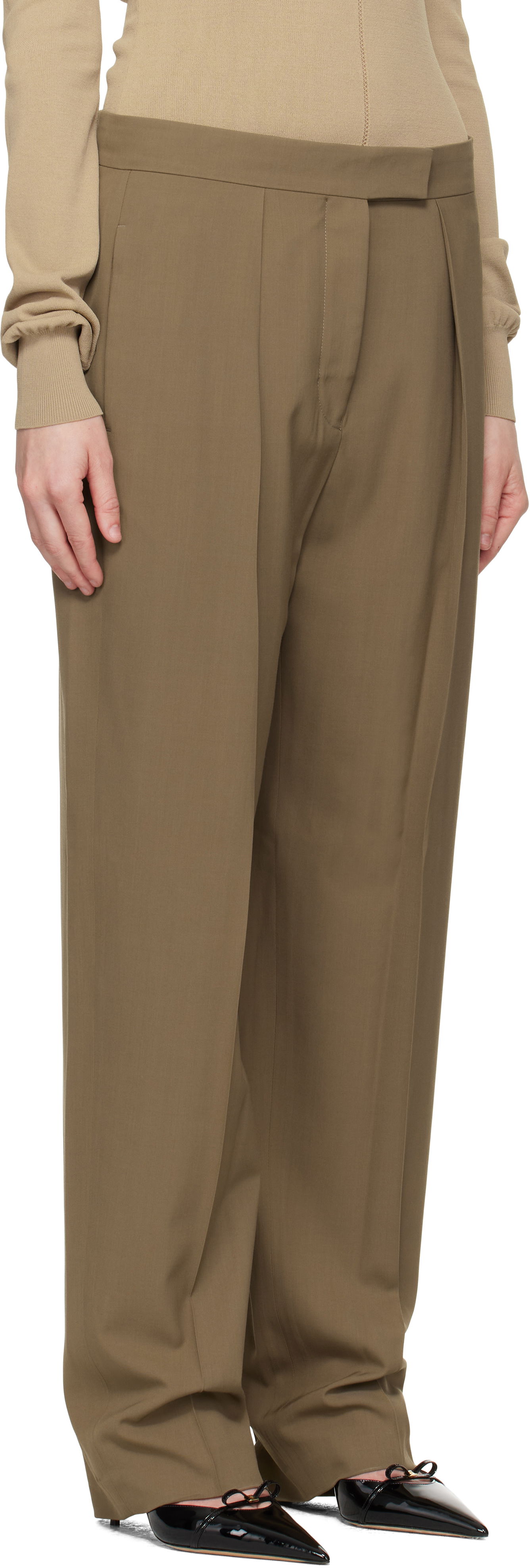 Nohavice FERRAGAMO Ferragamo Inverted Pleats Trousers Zelené | 782662, 1